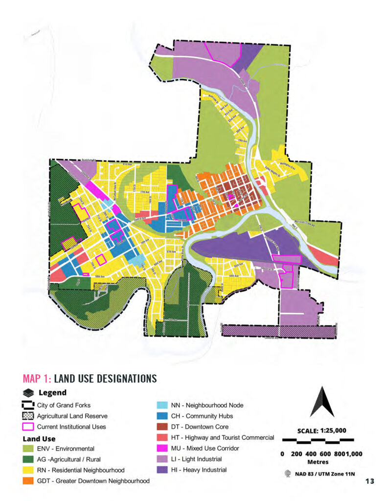 Picture of a map with various zones of different colours.